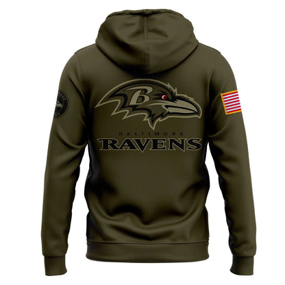 Men Baltimore Ravens Camo 2024 Salute to Service Club Fleece Pullover Hoodie, Salute to Service 2024