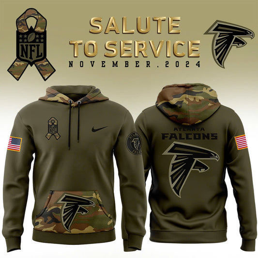 Men Atlanta Falcons Camo 2024 Salute to Service Club Fleece Pullover Hoodie, Salute to Service 2024