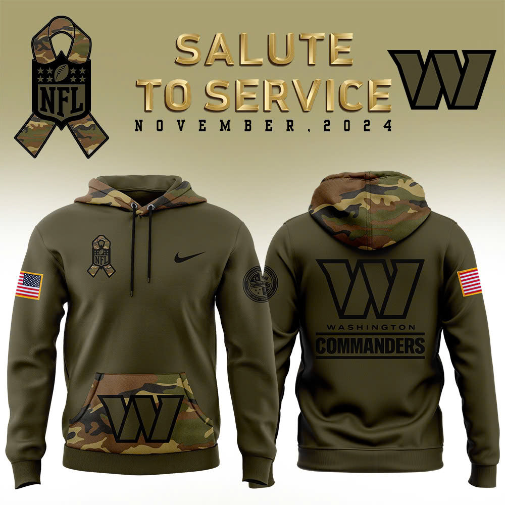 Men Washington Commanders Camo 2024 Salute to Service Club Fleece Pullover Hoodie, Salute to Service 2024