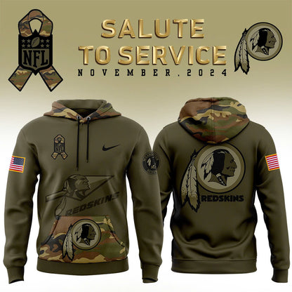 Men Washington Commanders Camo 2024 Salute to Service Club Fleece Pullover Hoodie, Salute to Service 2024