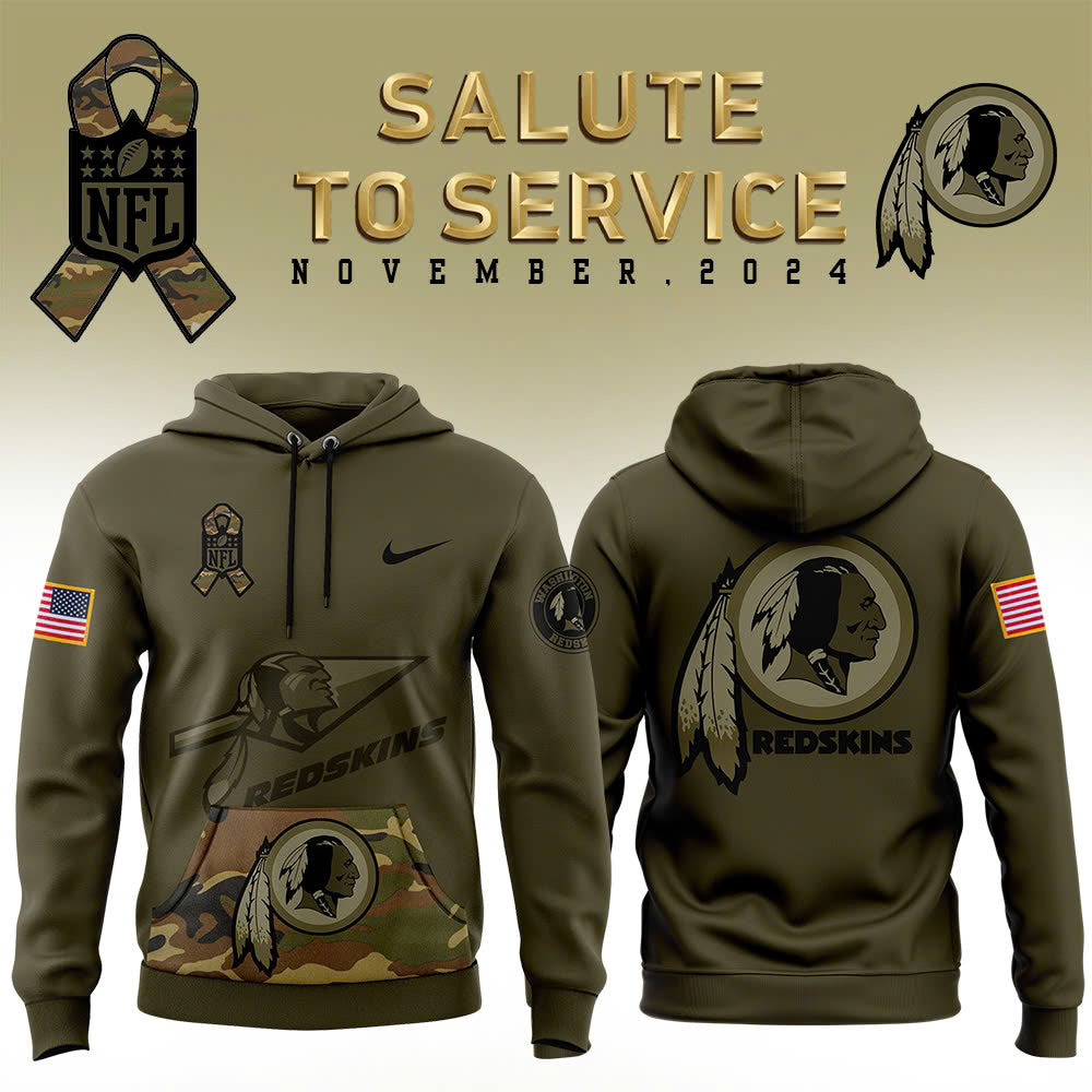 Men Washington Commanders Camo 2024 Salute to Service Club Fleece Pullover Hoodie, Salute to Service 2024