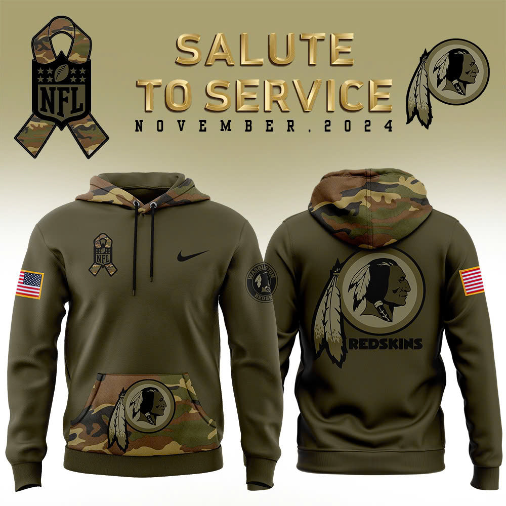 Men Washington Commanders Camo 2024 Salute to Service Club Fleece Pullover Hoodie, Salute to Service 2024