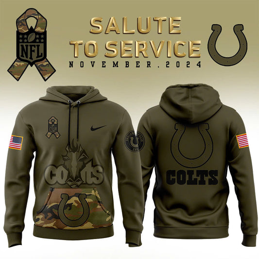 Men Indianapolis Colts Camo 2024 Salute to Service Club Fleece Pullover Hoodie, Salute to Service 2024