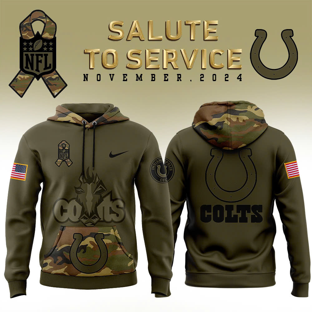 Men Indianapolis Colts Camo 2024 Salute to Service Club Fleece Pullover Hoodie, Salute to Service 2024