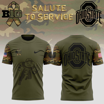 Men Ohio State Buckeyes Camo 2024 Salute to Service Club Fleece Pullove TShirt, Salute to Service 2024