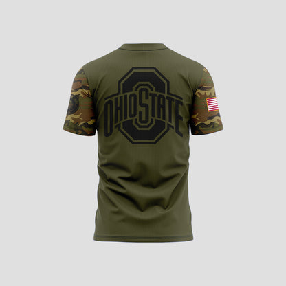 Men Ohio State Buckeyes Camo 2024 Salute to Service Club Fleece Pullove TShirt, Salute to Service 2024