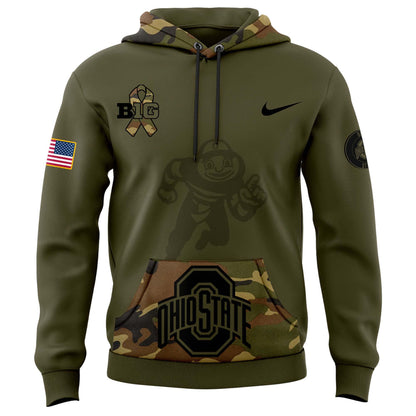 Ohio State Buckeyes Camo 2024 Salute to Service Club Fleece Pullover Hoodie, Salute to Service 2024