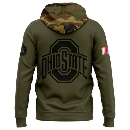 Ohio State Buckeyes Camo 2024 Salute to Service Club Fleece Pullover Hoodie