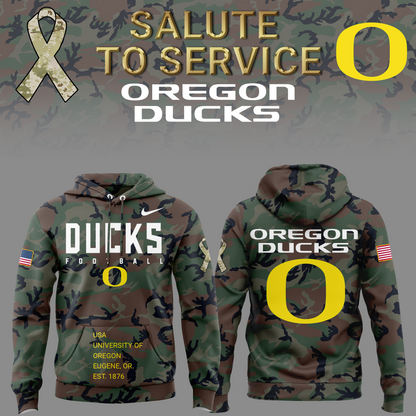 Oregon Football 2024 Salute to Service Club Fleece Pullover Hoodie, Salute to Service 2024