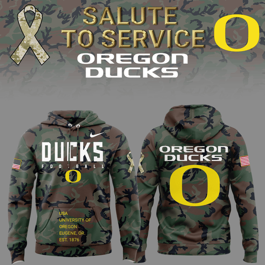 Oregon Football 2024 Salute to Service Club Fleece Pullover Hoodie