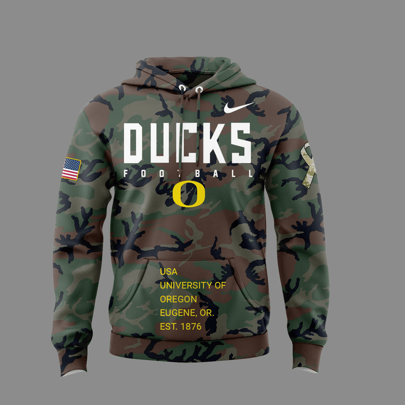 Oregon Football 2024 Salute to Service Club Fleece Pullover Hoodie