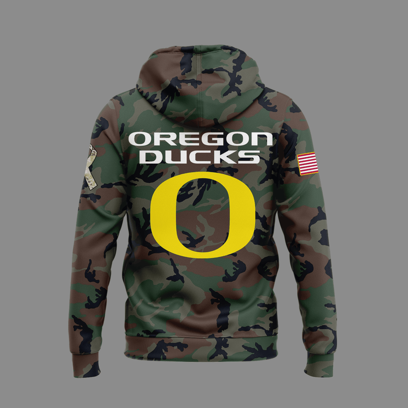 Oregon Football 2024 Salute to Service Club Fleece Pullover Hoodie