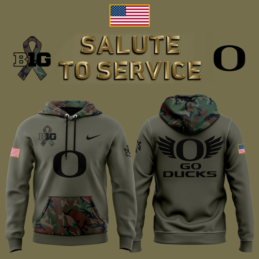 Oregon Football 2024 Salute to Service Club Fleece Pullover Hoodie, Salute to Service 2024