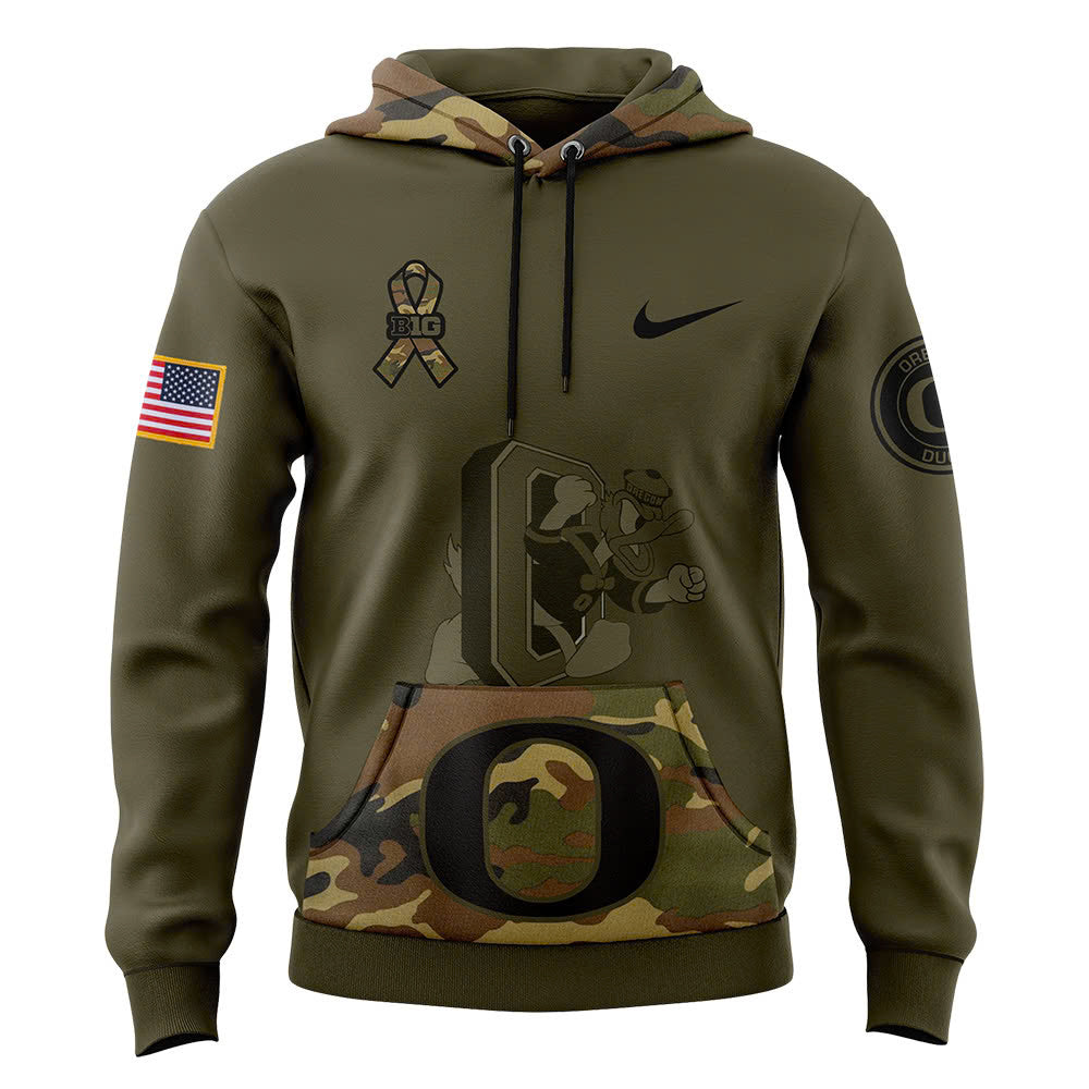 Men Oregon Ducks Football Camo 2024 Salute to Service Club Fleece Pullover Hoodie, Salute to Service 2024