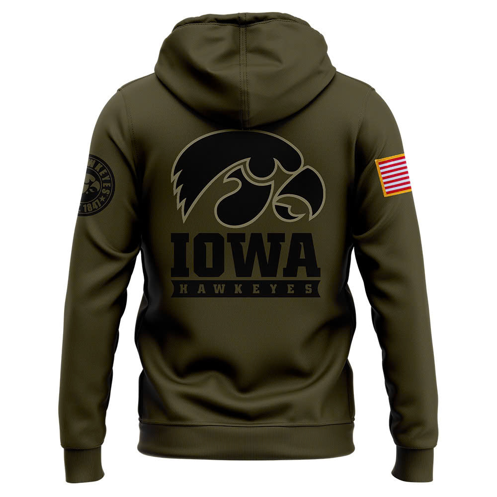 Iowa Hawkeyes Football Camo 2024 Salute to Service Club Fleece Pullover Hoodie, Salute to Service 2024