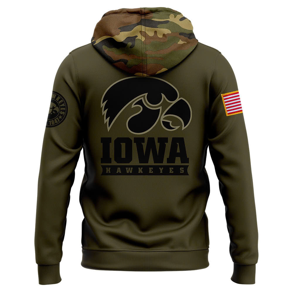 Iowa Hawkeyes Football Camo 2024 Salute to Service Club Fleece Pullover Hoodie, Salute to Service 2024