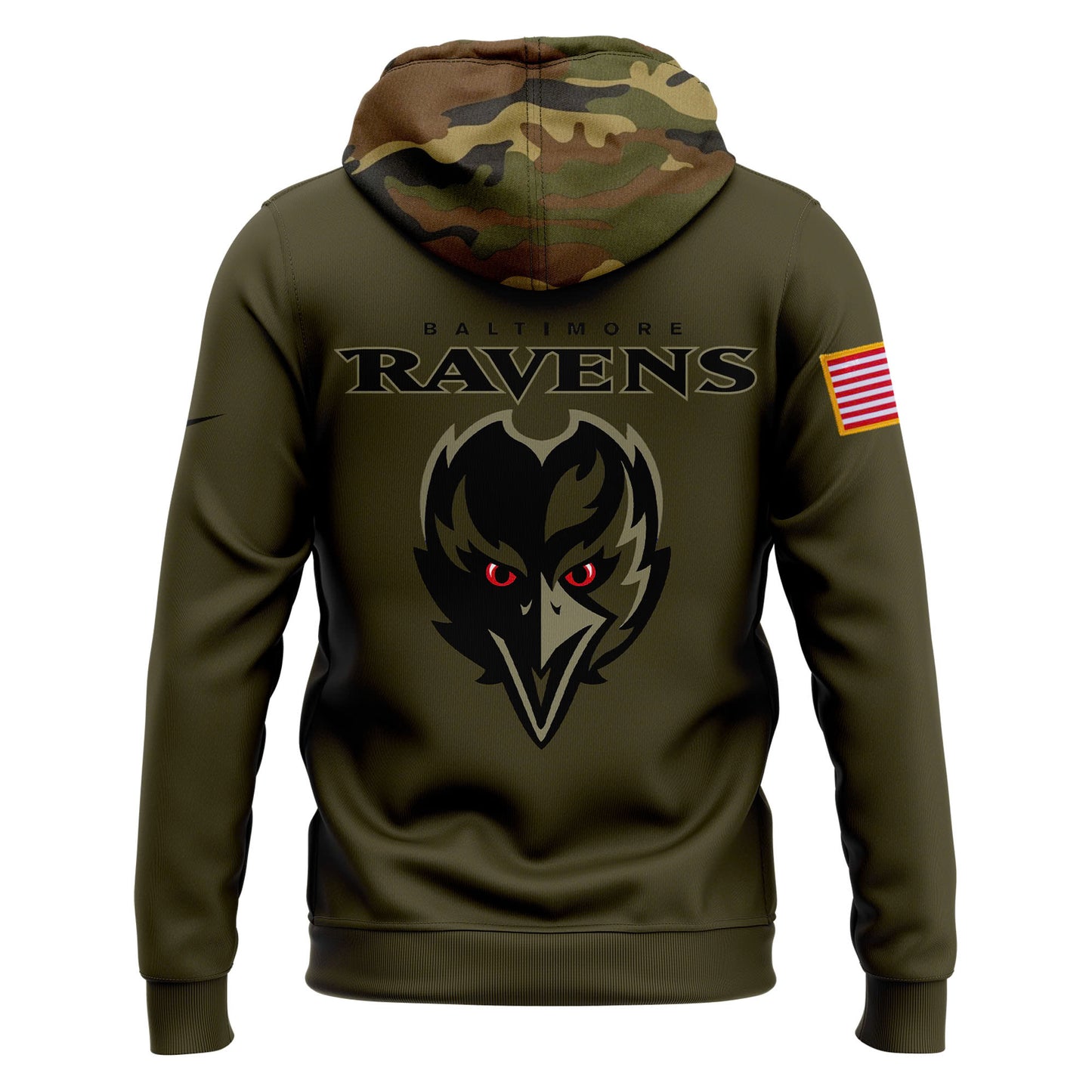 Men Baltimore Ravens Camo 2024 Salute to Service Club Fleece Pullover Hoodie, Salute to Service 2024