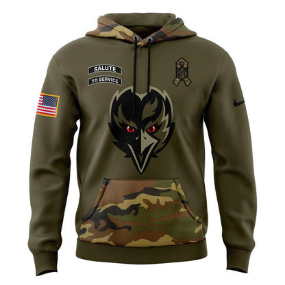 Men Baltimore Ravens Camo 2024 Salute to Service Club Fleece Pullover Hoodie, Salute to Service 2024