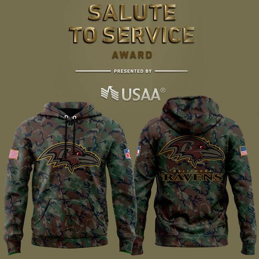 Men Baltimore Ravens Camo 2024 Salute to Service Club Fleece Pullover Hoodie, Salute to Service 2024