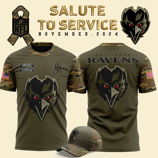 Baltimore Ravens Camo 2024 Salute to Service Club Fleece Pullover Hoodie, Salute to Service 2024