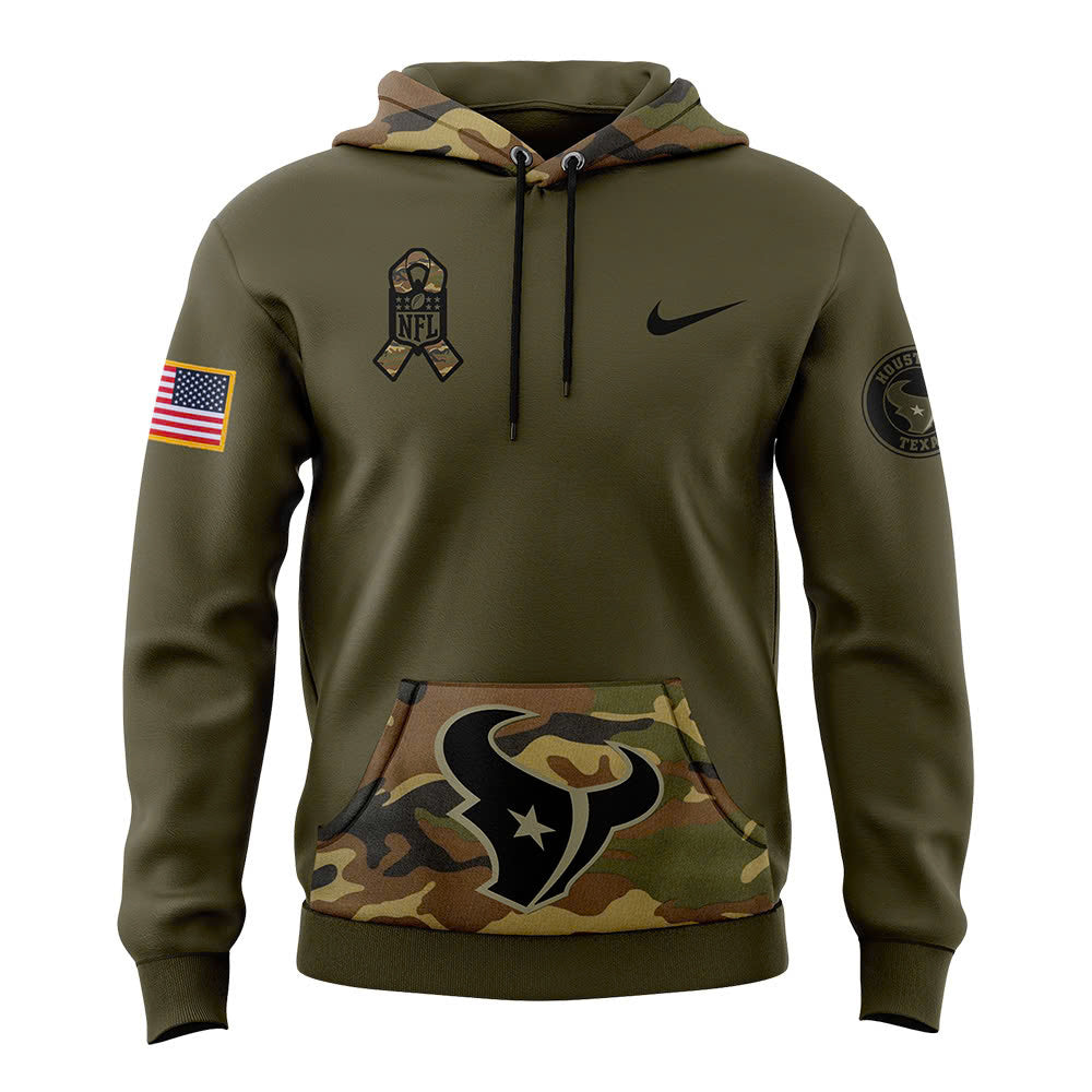 Men Houston Texans Camo 2024 Salute to Service Club Fleece Pullover Hoodie, Salute to Service 2024