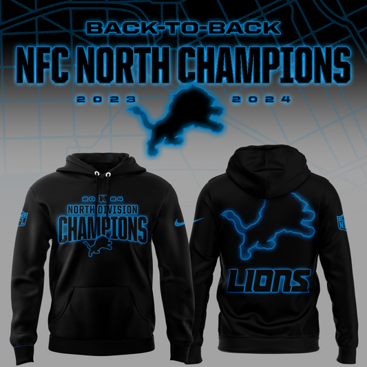 Limited Edition Detroit Lions Back-to-Back NFC North Champions Hoodie