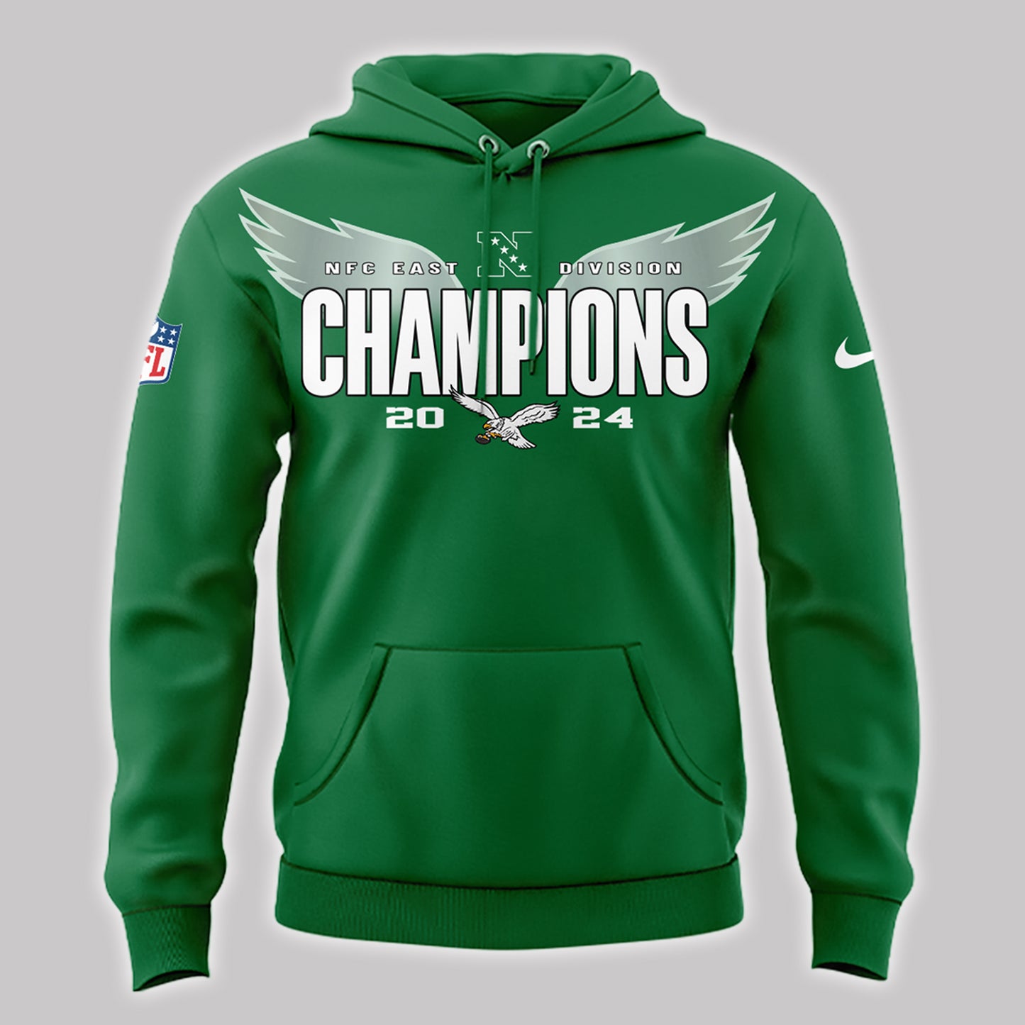 Special Edition Kelly Green Philadelphia Eagles 2024 NFC East Division Champions Hoodie