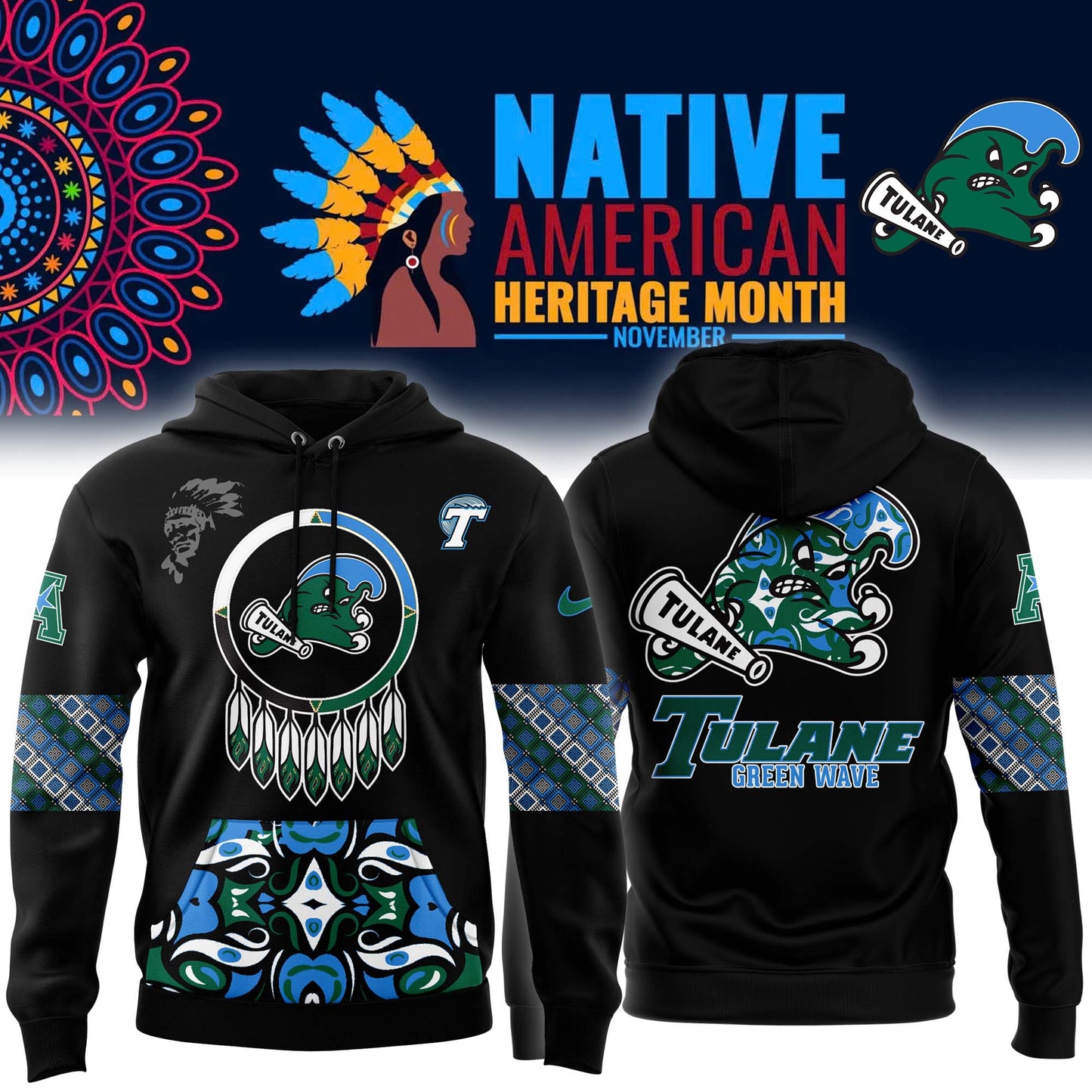 FULL TEAMS NCAA Football Nike 2024 Native American Heritage Month Premium Limited Pullover Hoodie Collection