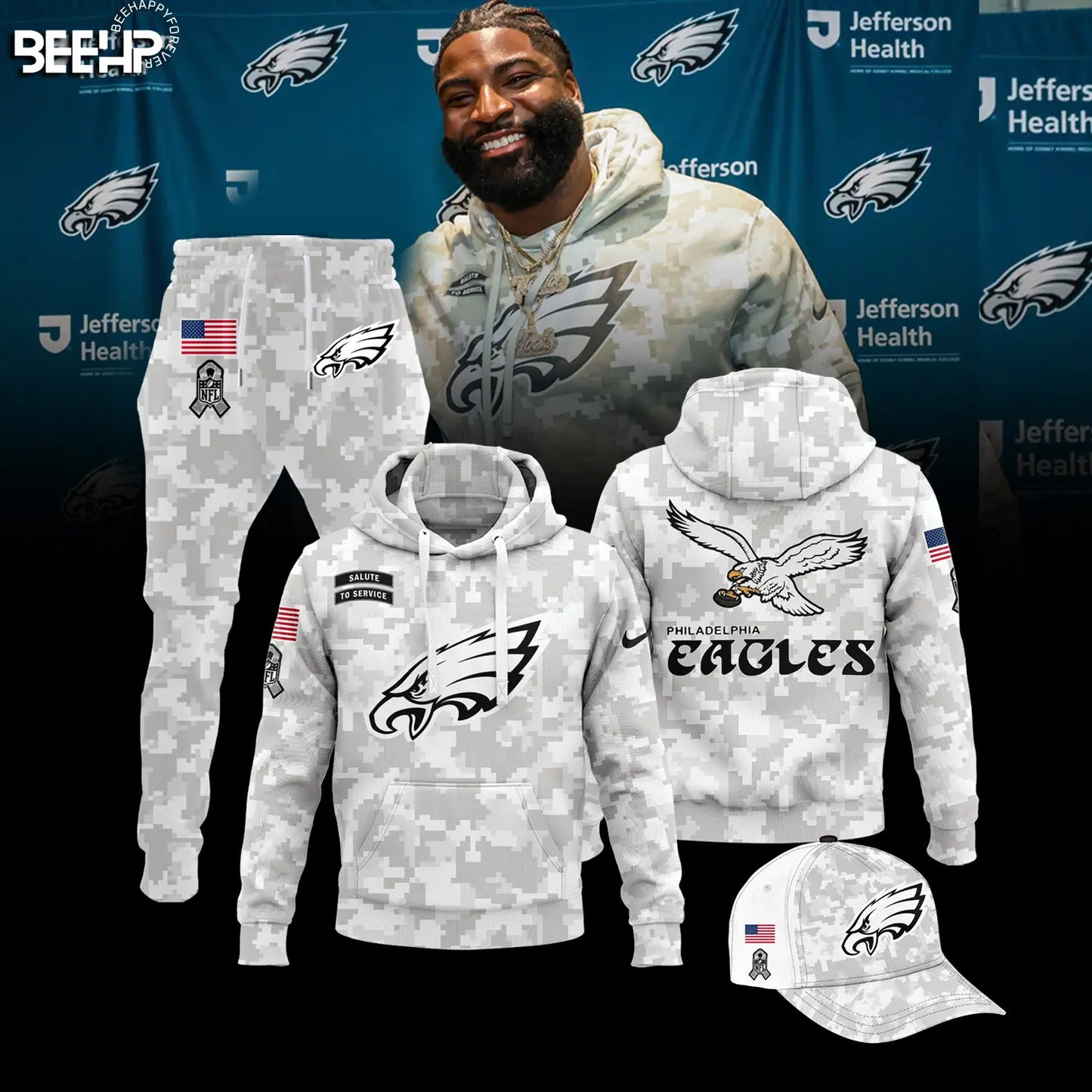 Philadelphia Eagles Arctic Camo 2024 Salute to Service Club Hoodie 2024 Limited Edition, Salute to Service 2024