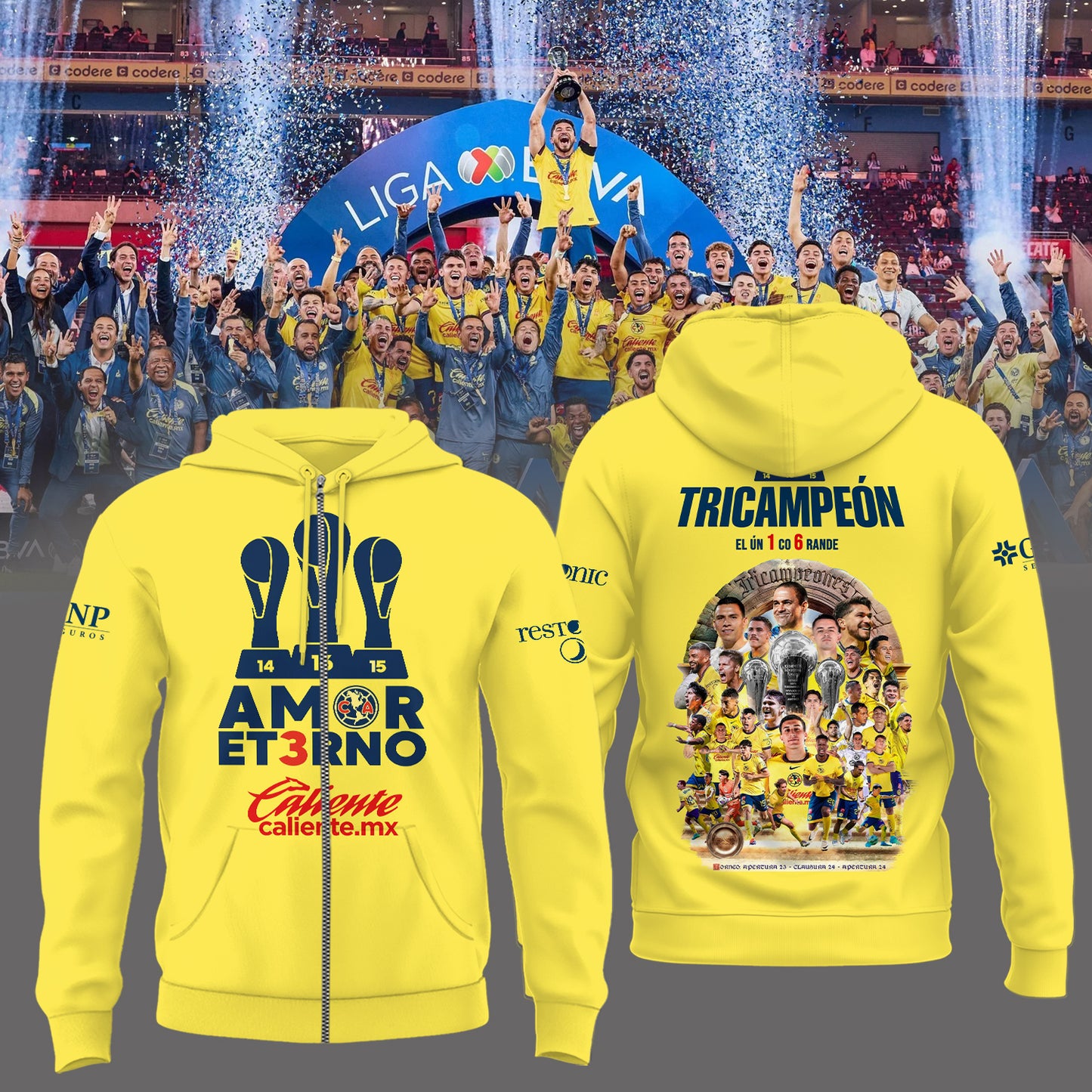 🏆🏆🏆  𝐀𝐌𝐎𝐑 𝐄𝐓𝟑𝐑𝐍𝐎 Grand3sDeCorazón Club América Zip Hoodie