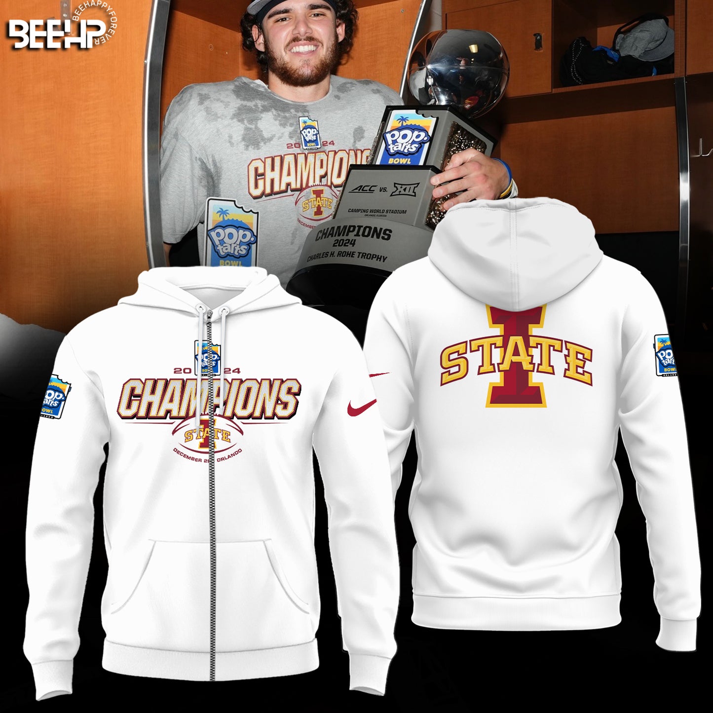 2024 Pop Tarts Bowl Champions Iowa State Football Limited Edition Zip Hoodie