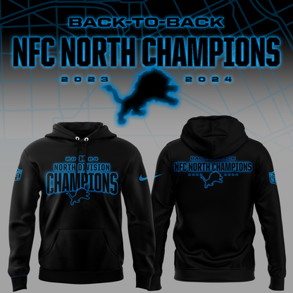 Limited Edition Detroit Lions Back-to-Back NFC North Champions Hoodie