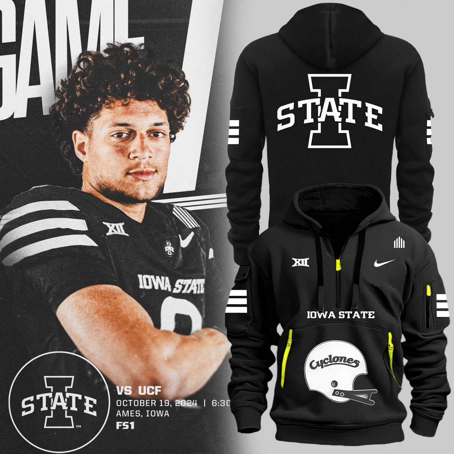 Iowa State Football 2024 Limited Edition New Half Zip Hoodie