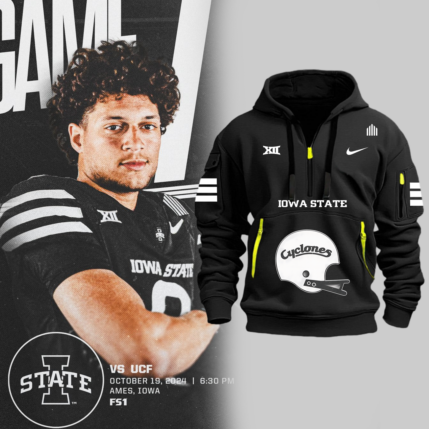 Iowa State Football 2024 Limited Edition New Half Zip Hoodie