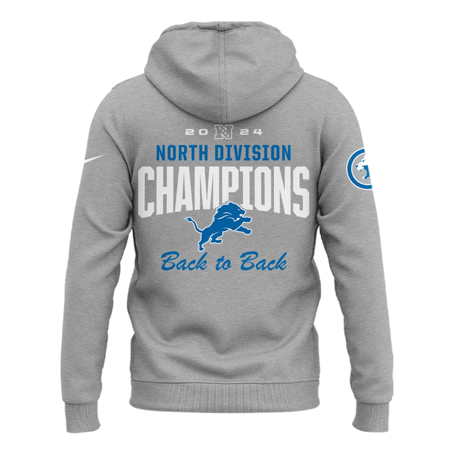 Blue Detroit Lions 2024 NFC North Division Champions Locker Room Trophy Hoodie