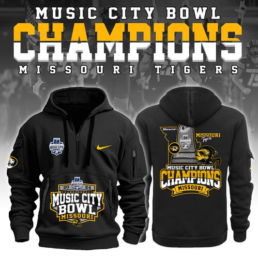 Missouri Tigers NCAA Music City Bowl Champions Limited Edition Half Zip Hoodie