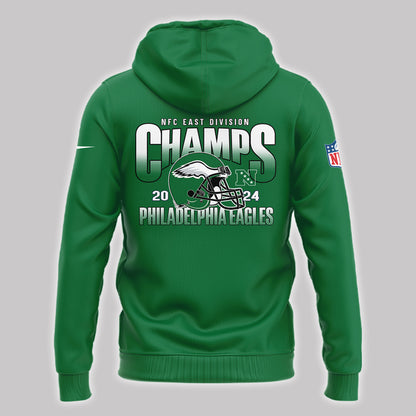 Special Edition Kelly Green Philadelphia Eagles 2024 NFC East Division Champions Hoodie