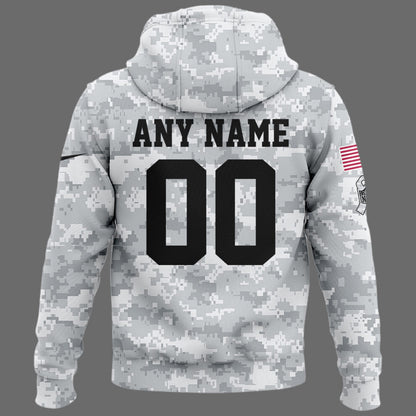 Special Arctic Camo Salute to Service Club Fleece Pullover Hoodie Custom Name Number