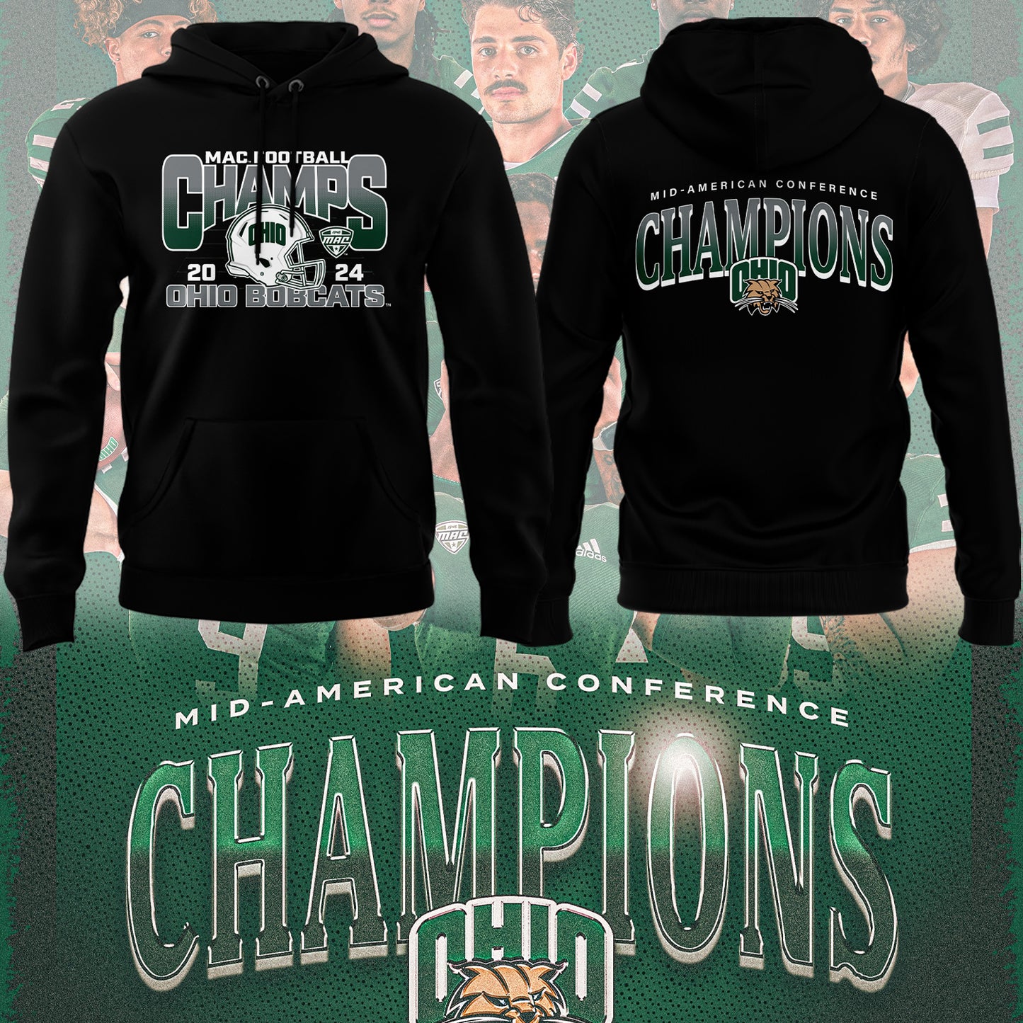 Special Edition 2024 MAC Champions Ohio Bobcats football Black Hoodie