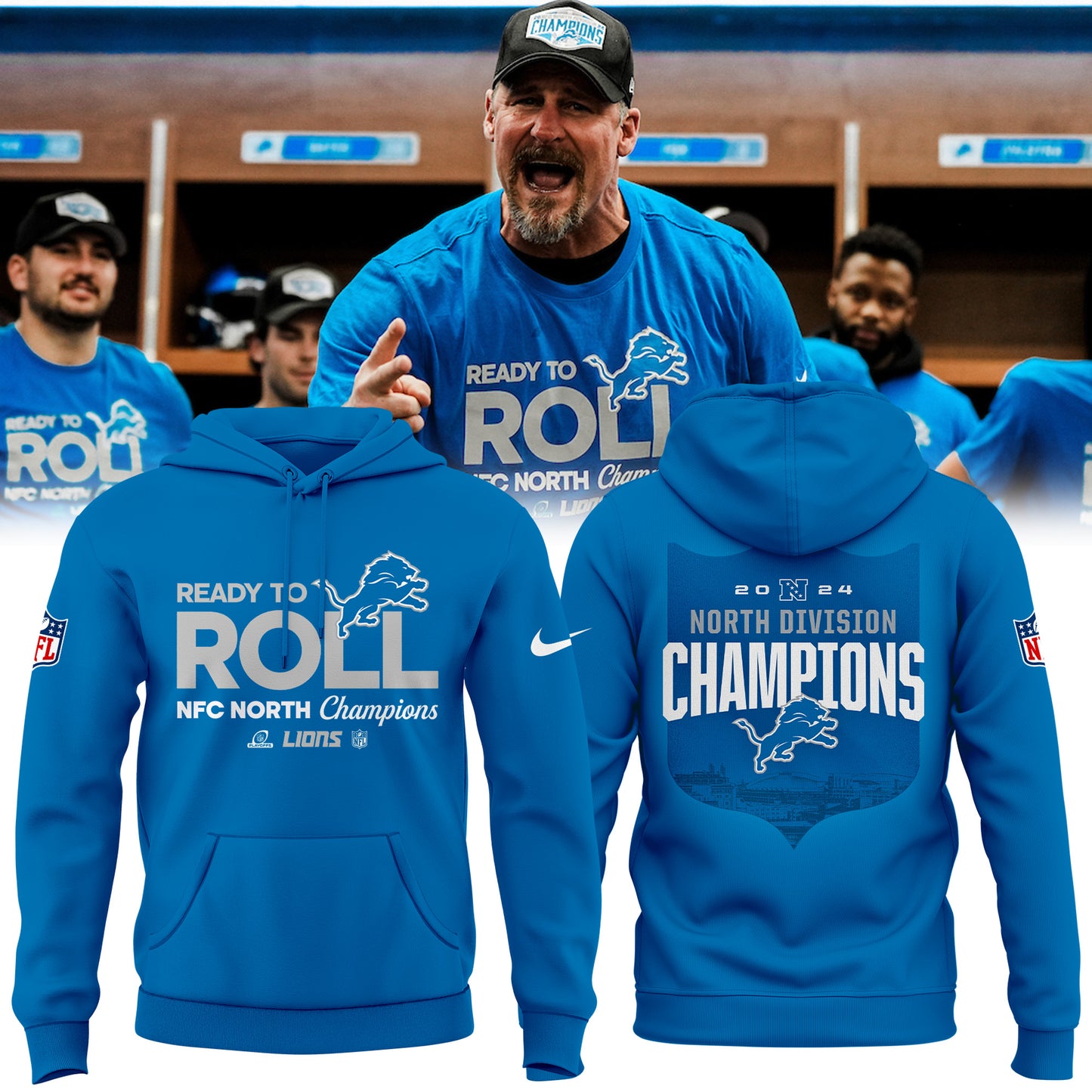 Detroit Lions 2024 NFC North Division Champions Hoodie