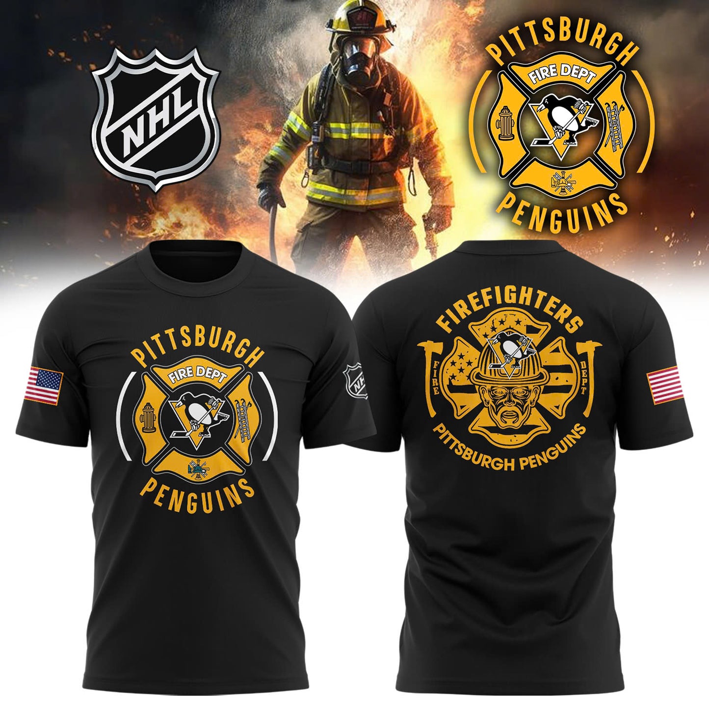 Pittsburgh Penguins x 2024 Firefighter Appreciation Night Premium Limited Tee