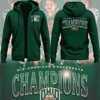 Special Edition 2024 MAC Champions Ohio Bobcats football Zip Hoodie