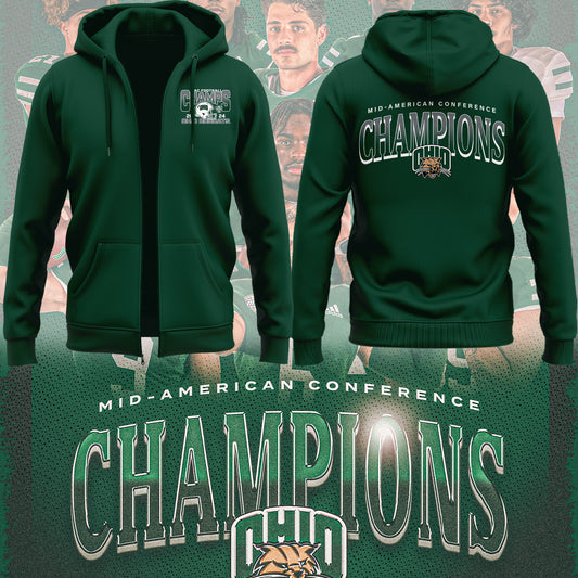 Special Edition 2024 MAC Champions Ohio Bobcats football Zip Hoodie