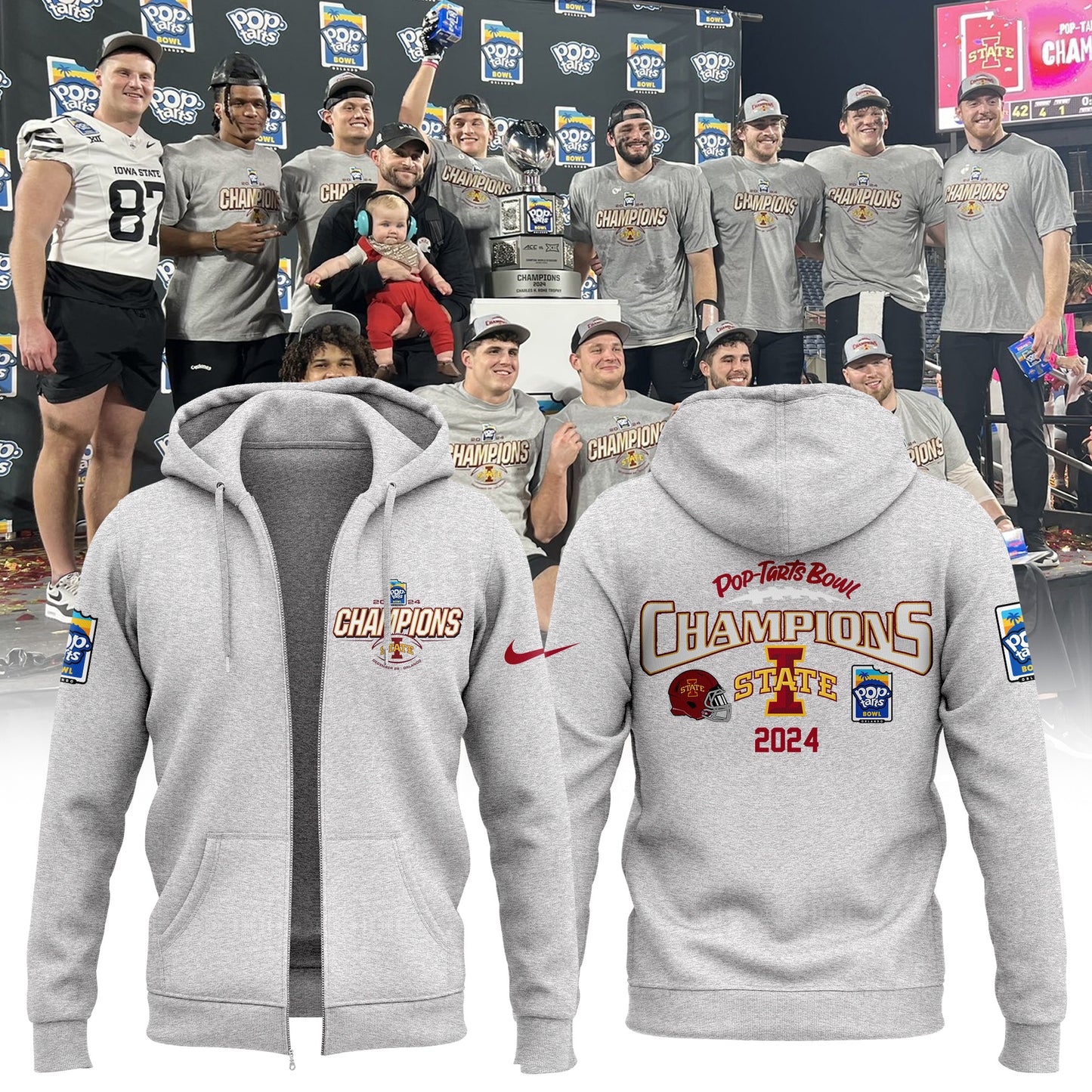 2024 Pop Tarts Bowl Champions Iowa State Football Limited Edition Zip Hoodie