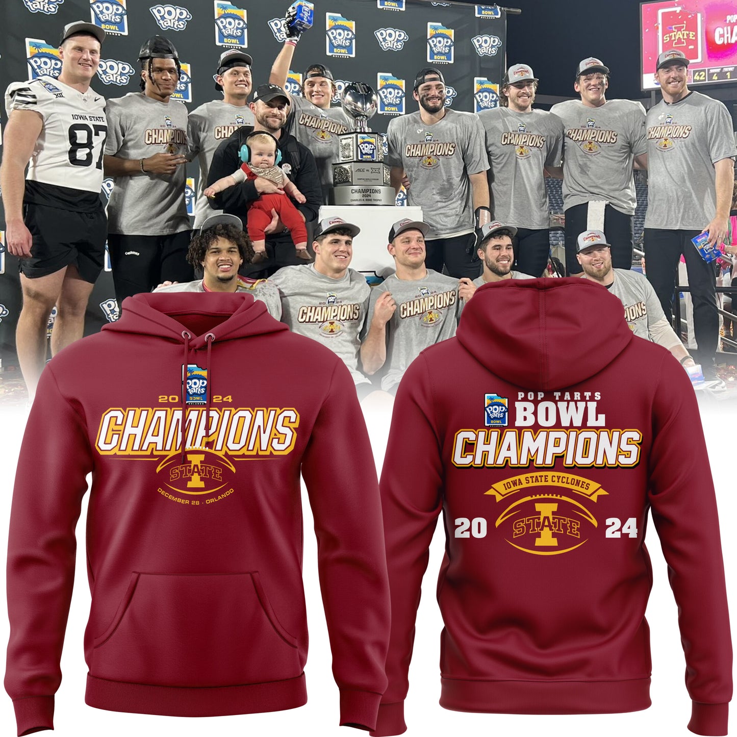 2024 Pop Tarts Bowl Champions Iowa State Football Limited Edition Hoodie