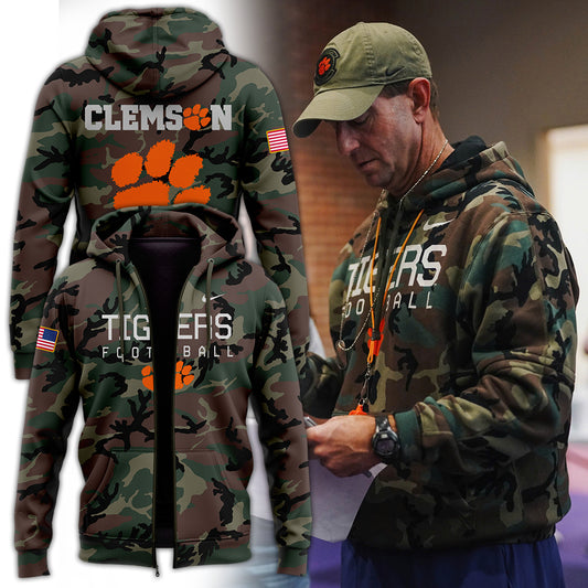 Special 2024 Military Appreciation Clemson Tigers Football Zip Hoodie