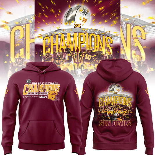 Special Arizona State University Football 2024 Big 12 Champions Hoodie for FANS