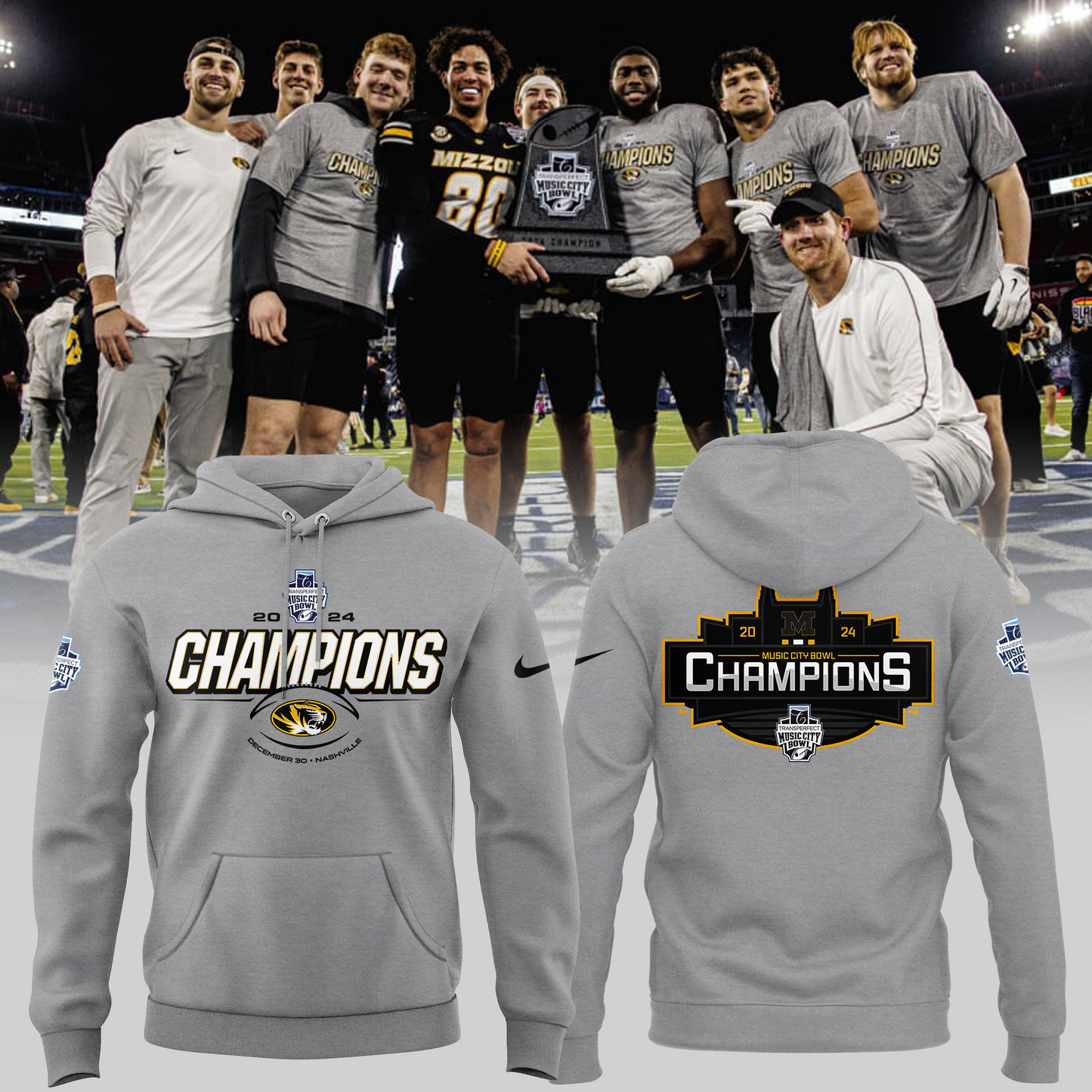 Mizzou Football ARE THE 2024 TRANSPERFECT MUSIC CITY BOWL CHAMPS Hoodie