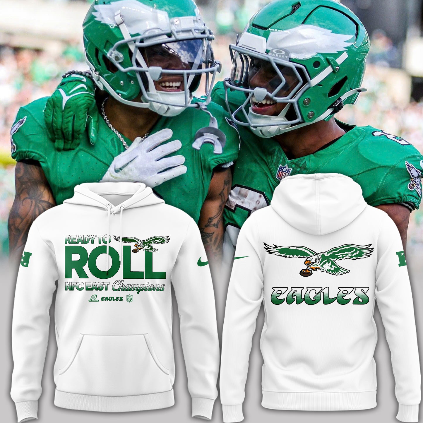 Special Edition Kelly Green Philadelphia Eagles 2024 NFC East Division Champions Hoodie