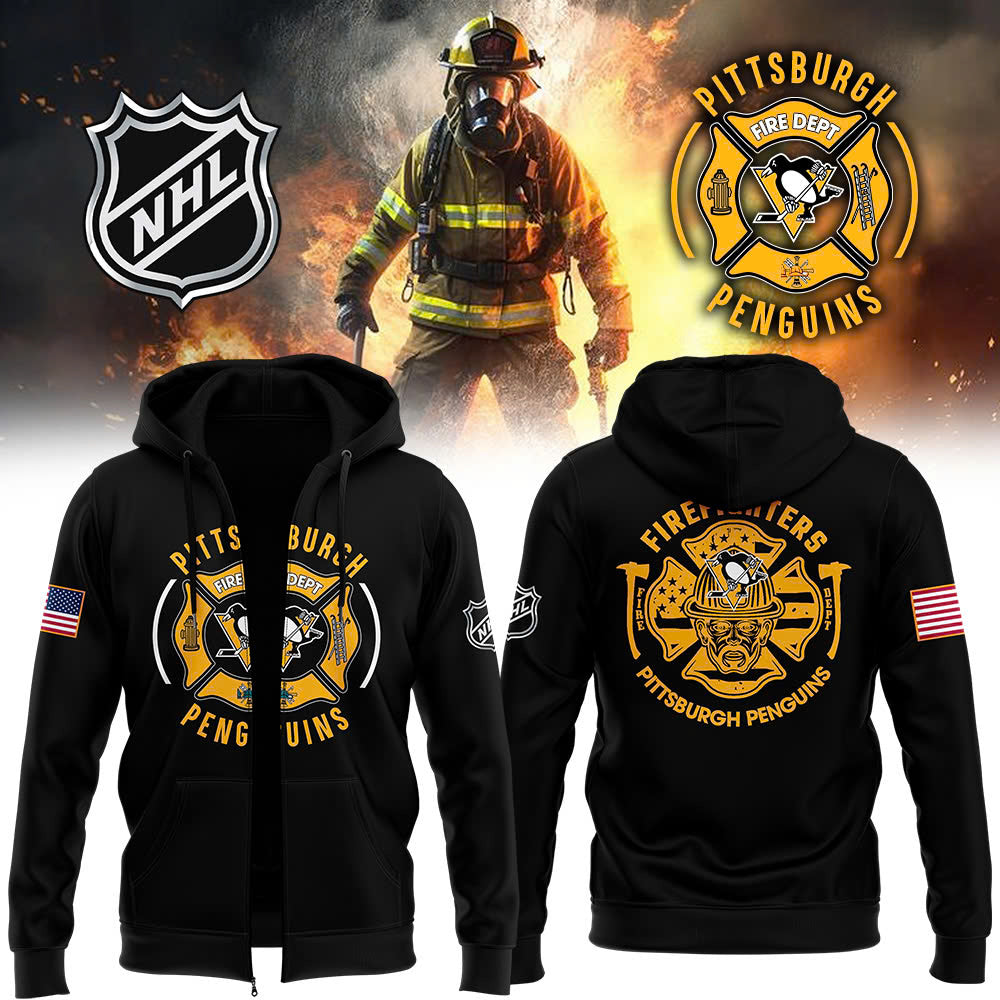 Pittsburgh Penguins x 2024 Firefighter Appreciation Night Premium Limited Pullover Zip Hoodie